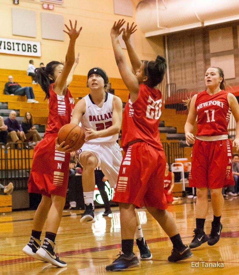 Ed TanakaMelina Monlux drives to the hoop last year against Newport. As a starter she had to quit as a result of several concussions incurred while playing.