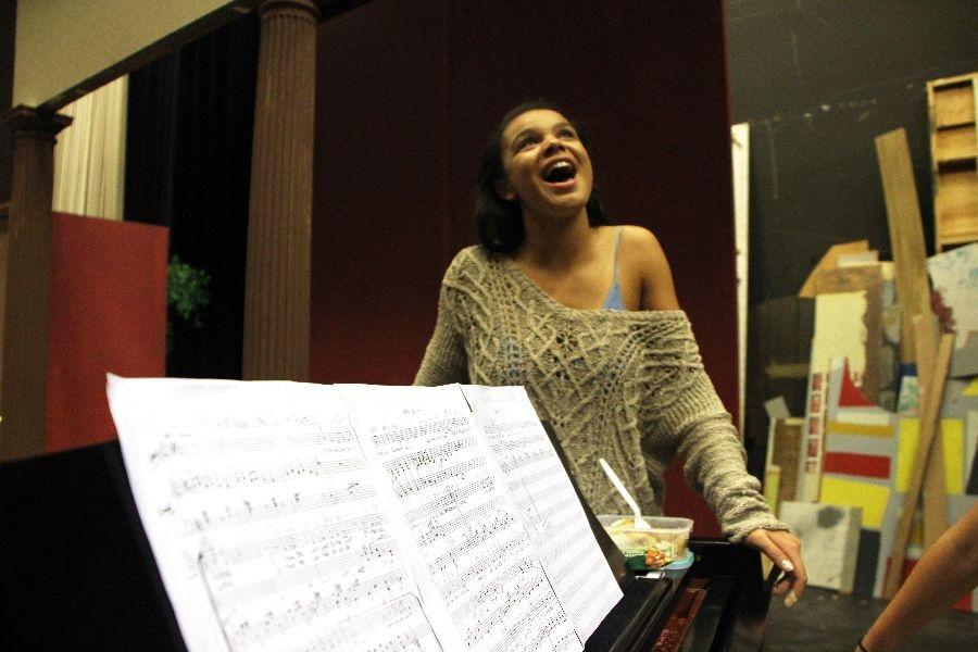 Jaya FlanaryJunior Aisha Carpenter warms up her voice on piano.