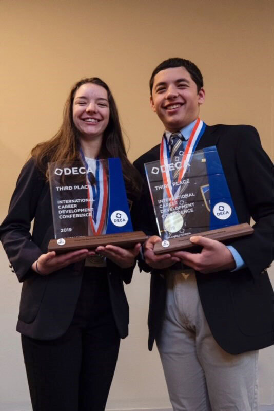 Jasper Laur Seniors Mandy Risley and Michael Bryan with their 3rd place trophies at the International Career Development Conference