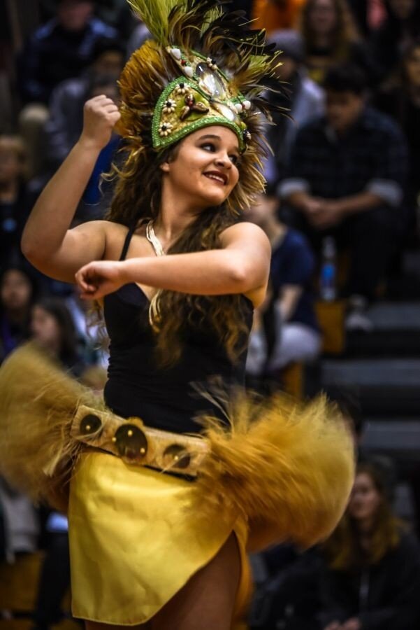 Aiden ShecklerElizabeth Pierson, a sophomore at Kings High School, visits Ballard to perform a traditional Tahitian dance. Pierson is a student of Polynesian dance under Greg Taufaasau, Ballard security officer and adviser to the Multicultural Commi…
