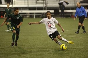 Handwalla Bwana as a freshmen in action while on the school team. During his sophomore season he emerged as the top goal scorer in the Kingco League. (Talisman photo file)