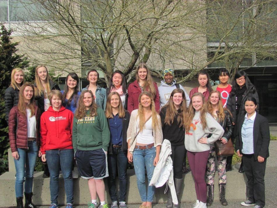 IGNITE club and several other girls in attendance on the Microsoft campus during their annual field trip.