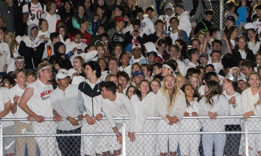 Beavers cheering on the football team with a white out at Bishop Blanchet. (Julian Whitworth)