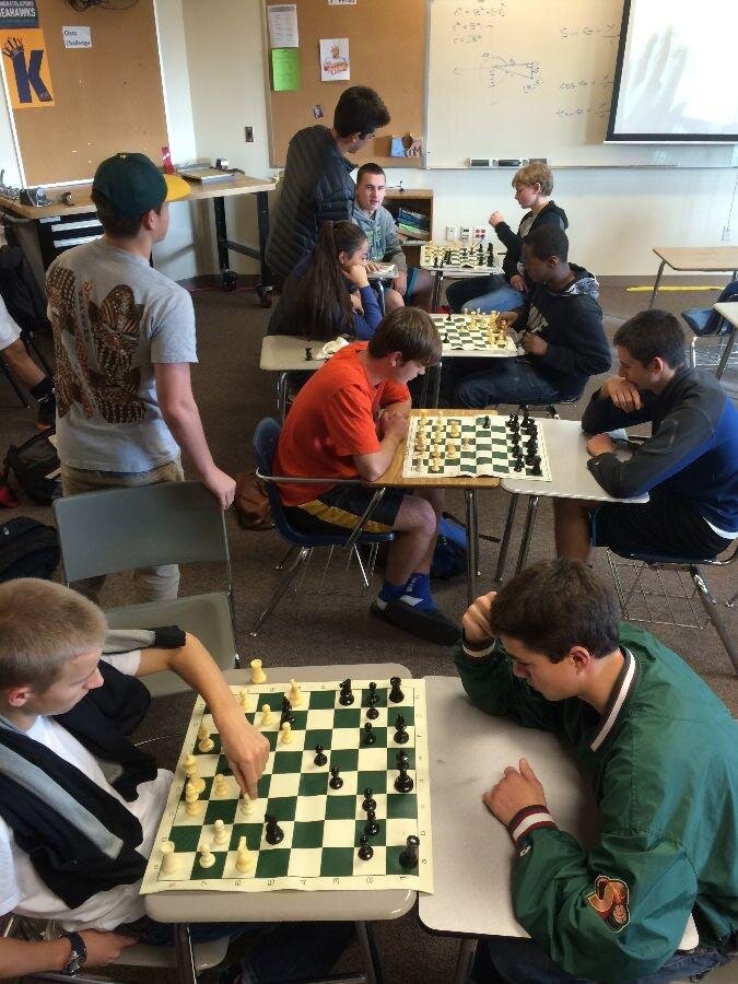 Jaya FlanaryChess club members begin their games at their weekly meeting. Meetings are every Thursday after school in SW204.
