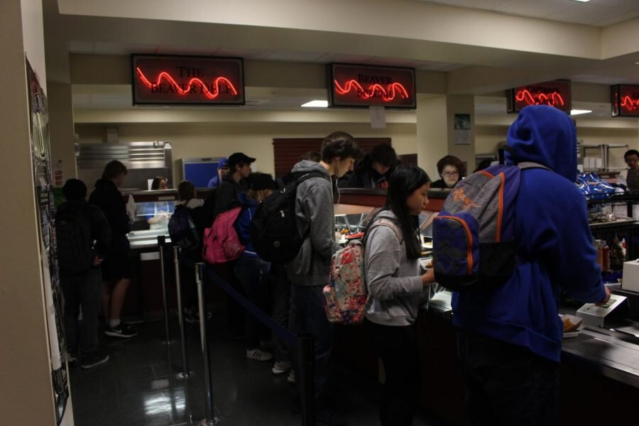 Julian WhitworthStudents stand in line for lunch in the cafeteria. The anonymous donation of $1,000 was given to the school specifically to pay off any debt in student lunch accounts.