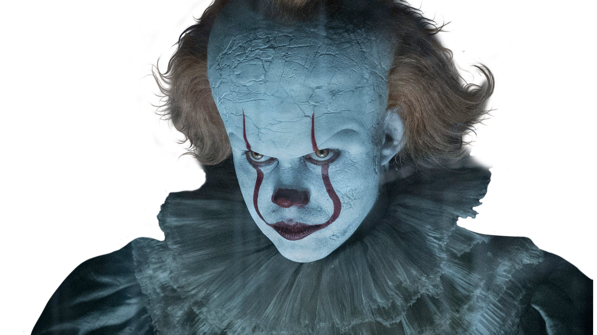 Pennywise stares menacingly in one of the laughable film’s more serious moments.