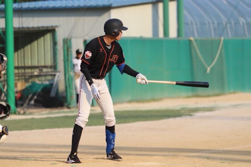 Julian Pyo playing for Suncheon Hyocheon, his high school in Korea. He started playing baseball when he was just seven years old. (Courtesy of Julian Pyo)