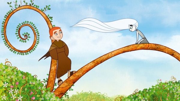 Brendan and Aisling climbing a tree in The secret of Kells (Animated by Cartoon Saloon)