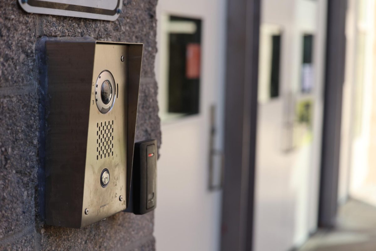 New security doorbell that sutdents have to ring to be let into the building. 