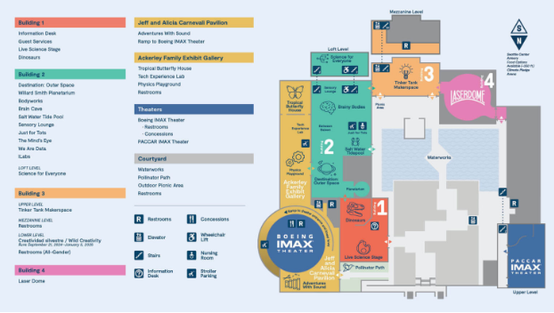 Blueprint layout of the Pacific Science Center where the Winter Ball was held.