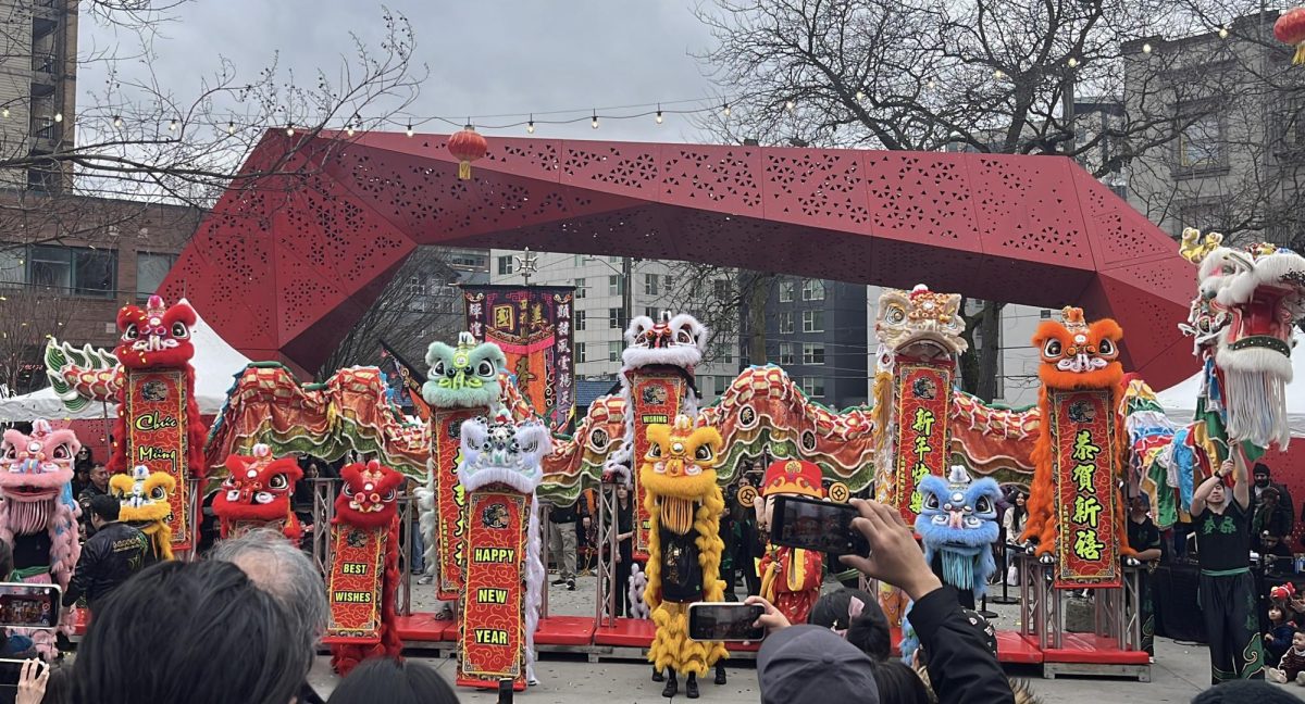 Mak Fai Kung Fu & Lion Dance Association performs traditional lion dance in the CID for Lunar New Year celebrations on Feb. 7.